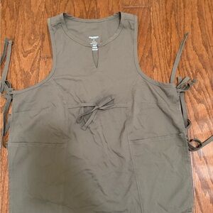 Girlfriend Collective Olive Green Sleeveless workout tee with Side Ties XS